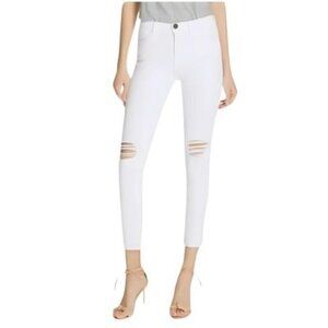 FRAME Ali High Rise Cigarette Jeans Raw Hem Distressed Knees